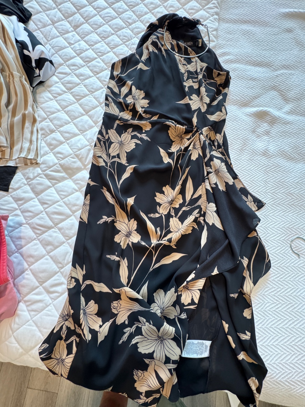 Ralph Lauren Black Maxi Skirt with Cream Floral Print